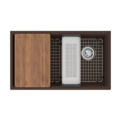 Franke | Maris 33" Undermount Single Basin Granite Kitchen Sink With Basin Rack, Basket Strainer, Colander And Cutting Board