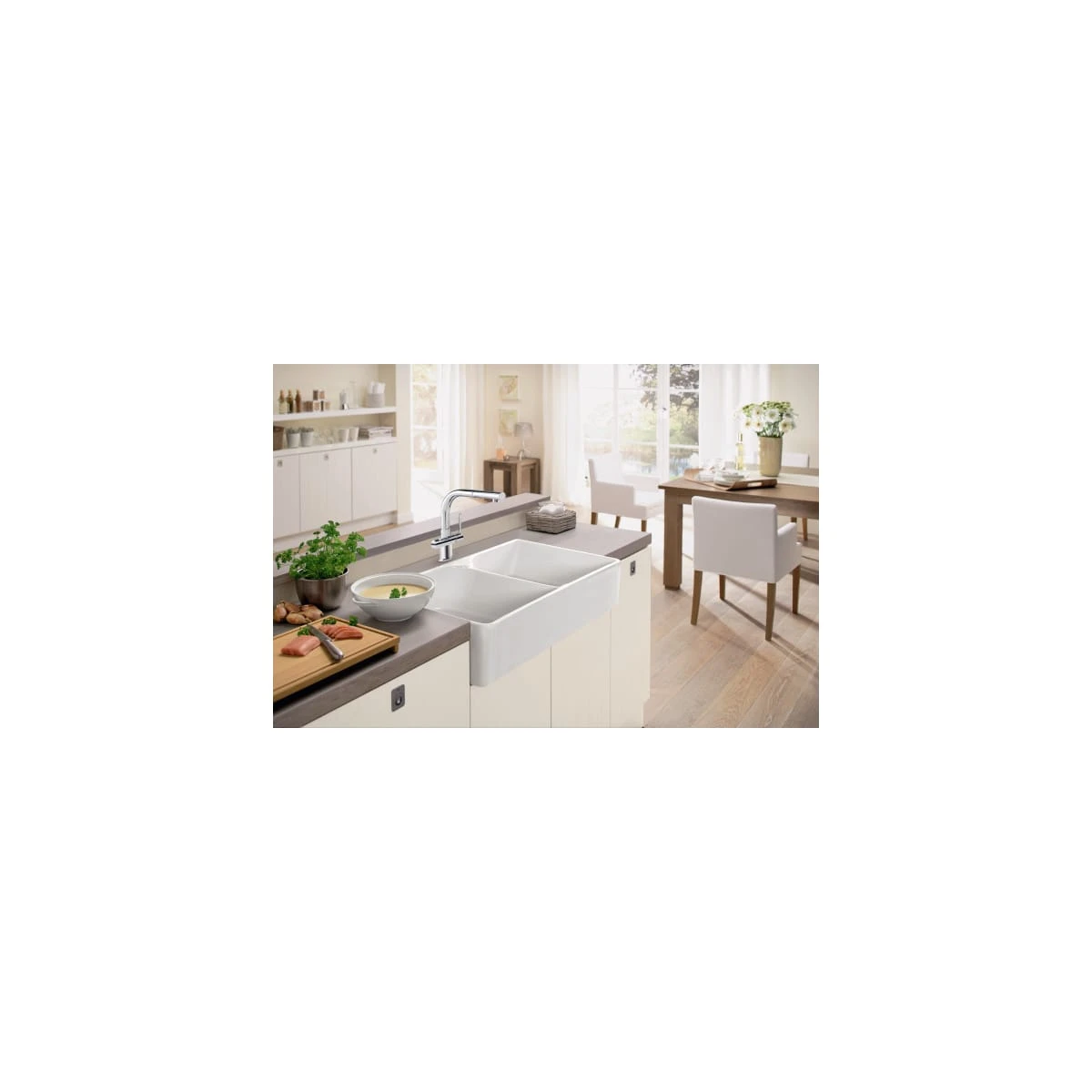 Franke | Manor House 35 5/8" X 21 7/8" X 8 5/8" Apron Front Dual Bowl Fireclay Kitchen Sink White 4 Franke | Manor House 35 5/8" X 21 7/8" X 8 5/8" Apron Front Dual Bowl Fireclay Kitchen Sink White - Image 2