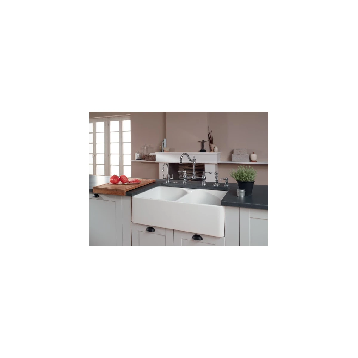 Franke | Manor House 35 5/8" X 21 7/8" X 8 5/8" Apron Front Dual Bowl Fireclay Kitchen Sink White 5 Franke | Manor House 35 5/8" X 21 7/8" X 8 5/8" Apron Front Dual Bowl Fireclay Kitchen Sink White - Image 3